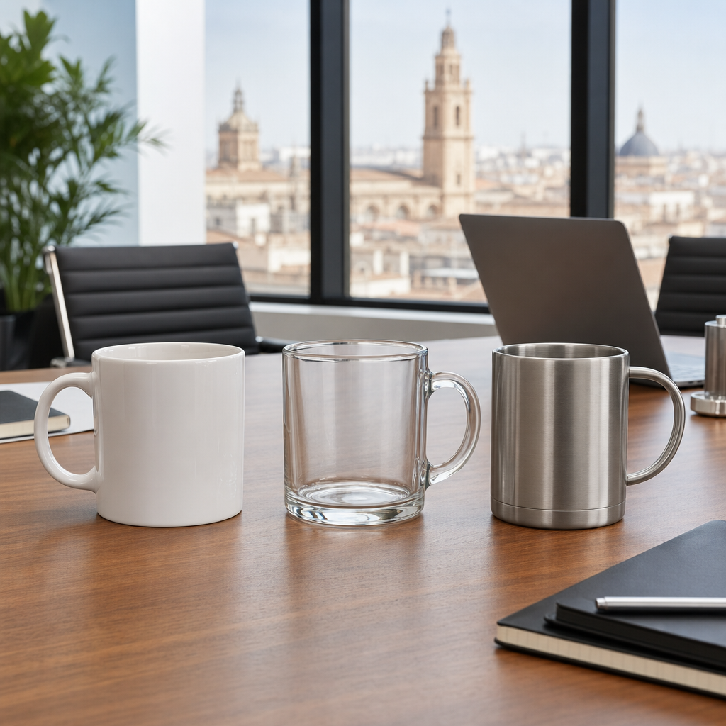 Cerámica vs vidrio: guía para tazas corporativas